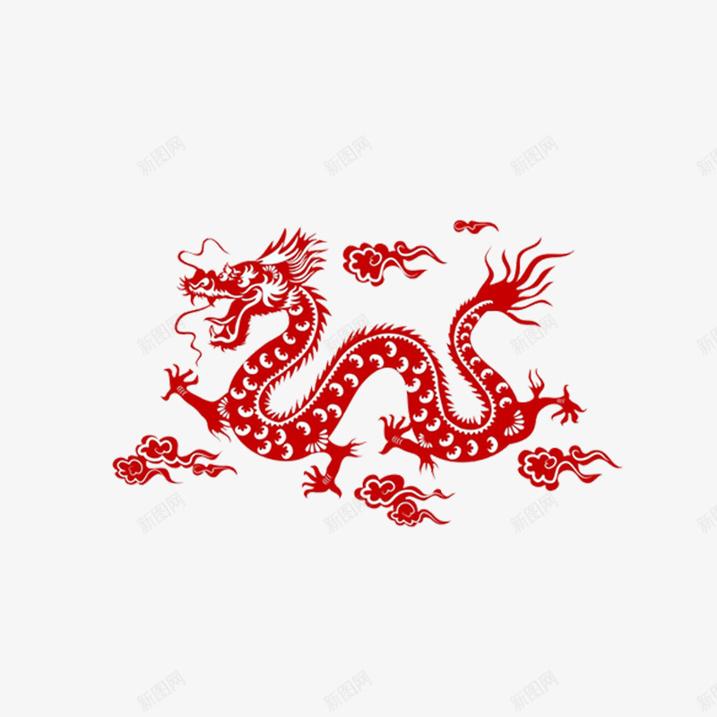 中国传统花纹案png免抠素材_88icon https://88icon.com 中国风 传统 剪纸 图案 红色 装饰 龙