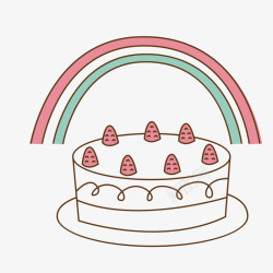 卡通彩虹草莓蛋糕素材
