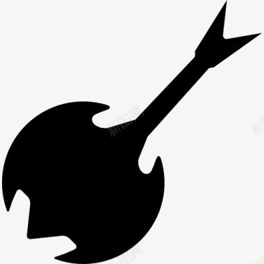 吉他乐器的黑色剪影图标图标