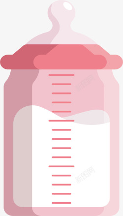粉红色新生儿奶瓶矢量图素材