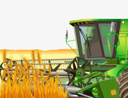 收水稻农民插画收割机收麦子场景高清图片