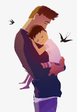 父亲节父亲抱着孩子素材