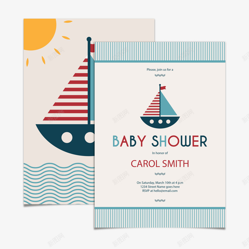 可爱帆船迎婴派对卡片png免抠素材_88icon https://88icon.com 卡片 可爱 帆船 派对 迎婴
