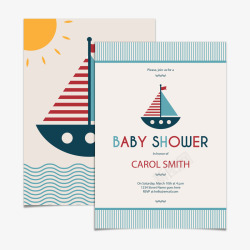 可爱帆船迎婴派对卡片素材