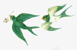 燕子归来燕子绿色水彩华中国风高清图片