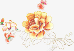 手绘黄色牡丹花朵植物素雅素材