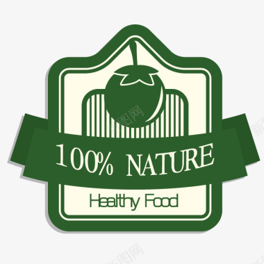 100天然健康食品标签图标图标