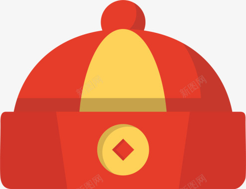 红色琵琶中国风扁平卡通装饰唐装帽子图标图标