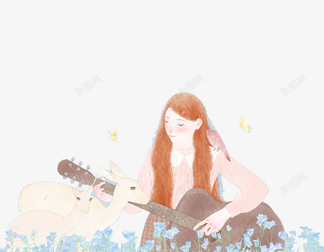 弹吉他的少女png免抠素材_88icon https://88icon.com 吉他 少女 草地 装饰画