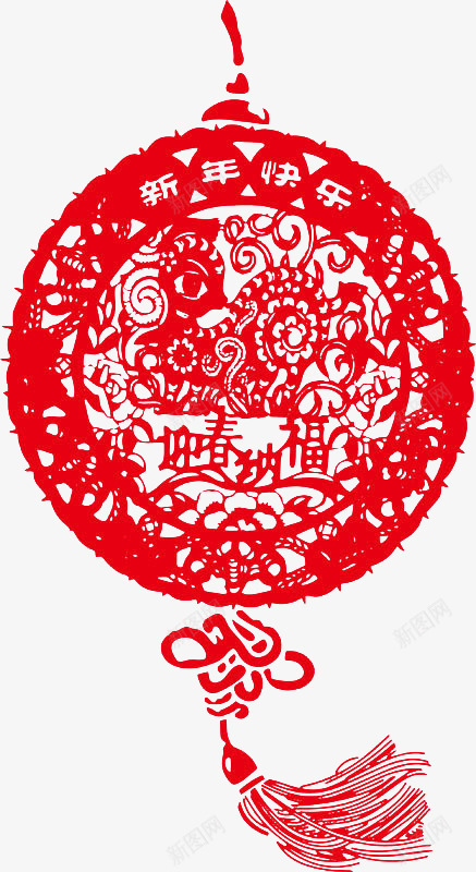 挂饰剪纸png免抠素材_88icon https://88icon.com 剪纸 新年快乐 迎春纳福