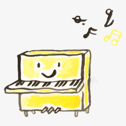 彩绘黄色钢琴素材