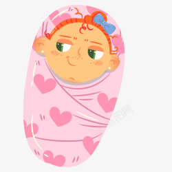 粉红色包袱婴儿表情可爱卡通婴儿矢量图素材