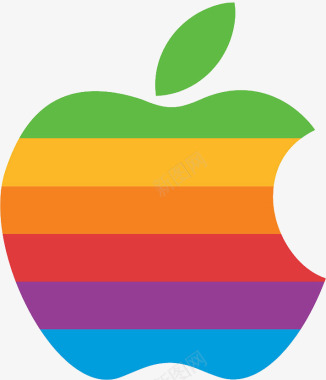 多彩中国手绘彩虹色苹果logo图标图标