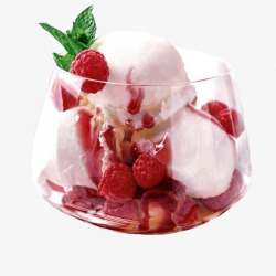 玻璃杯里的草莓冰淇淋素材