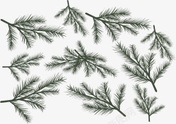 复古风圣诞松树枝花纹矢量图素材