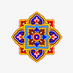 藏族醒目彩色民族风纹样素材