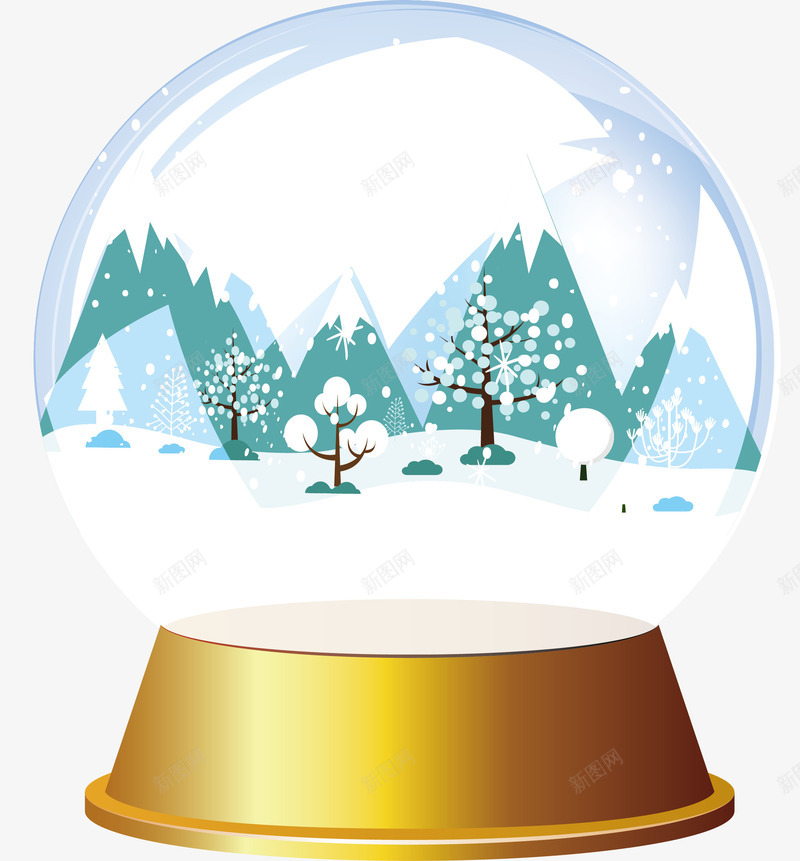 美丽冬天雪景水晶球png免抠素材_88icon https://88icon.com 下雪美景 圣诞水晶球 暖冬 水晶球 矢量png 雪景水晶球