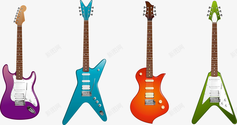 音乐器材四种不同形状电吉他png免抠素材_88icon https://88icon.com 不同形状的电吉他 平面电吉他素材 矢量电吉他 音乐器材