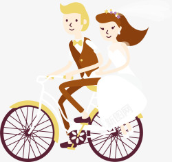 骑着单车结婚素材