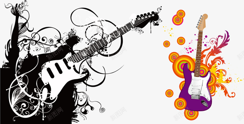 吉他创意花纹海报背景矢量图ai_88icon https://88icon.com 创意素材 吉他海报 海报素材 矢量图