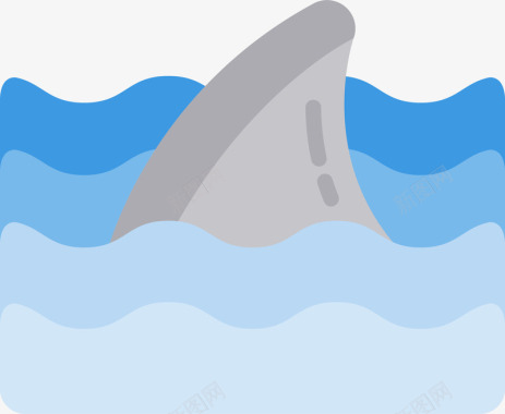 危险鲨鱼海域矢量图图标图标
