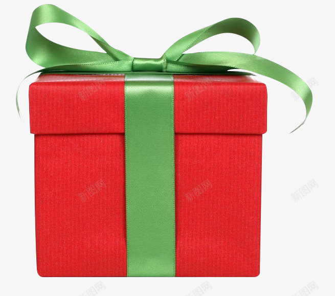 圣诞节红色礼盒绿丝带png免抠素材_88icon https://88icon.com 丝带 圣诞节 礼盒 红色