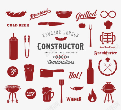 啤酒红色烤肉图标图标