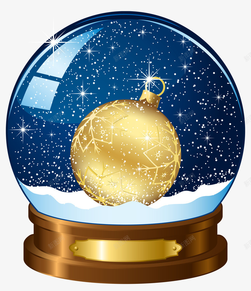圣诞节水晶球png免抠素材_88icon https://88icon.com 圣诞节素材 圣诞节装饰素材 水晶球图片 雪花 黄色铃铛