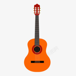 橙色卡通吉他素材