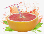 柚子汁果汁卡通手绘素材