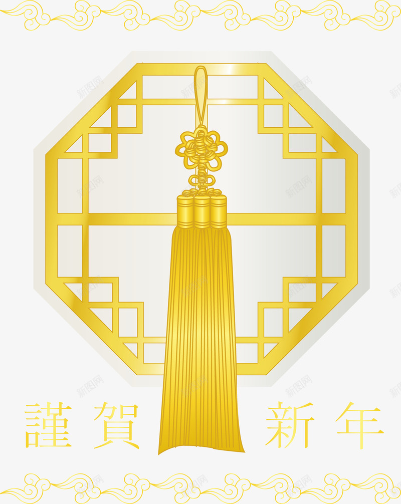 中国结边框元素png免抠素材_88icon https://88icon.com 吉祥物 框架 流苏 窗户 金色
