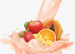 清爽可口的水果奶果汁素材