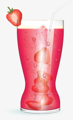 粉红色夏天草莓汁矢量图素材