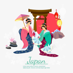 日本和服美女日本扁平化人物高清图片