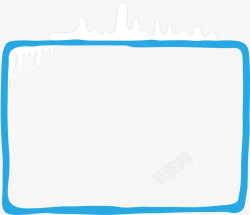 蓝色边框冰雪边框元素矢量图素材