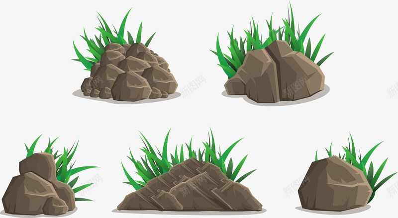 各种假山石头png免抠素材_88icon https://88icon.com 各种石头 小草 手绘石头造型 石头矢量图 石缝中的小草