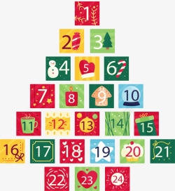圣诞节日历彩色数字日历圣诞树矢量图高清图片