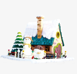 冬季雪天素材雪天卡通小雪屋高清图片
