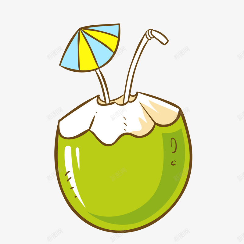 卡通绿色的椰子果汁矢量图ai免抠素材_88icon https://88icon.com 卡通 果汁 植物 椰子 水果 绿色 食物 矢量图