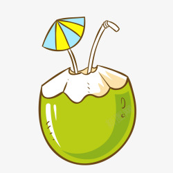 卡通绿色的椰子果汁矢量图素材