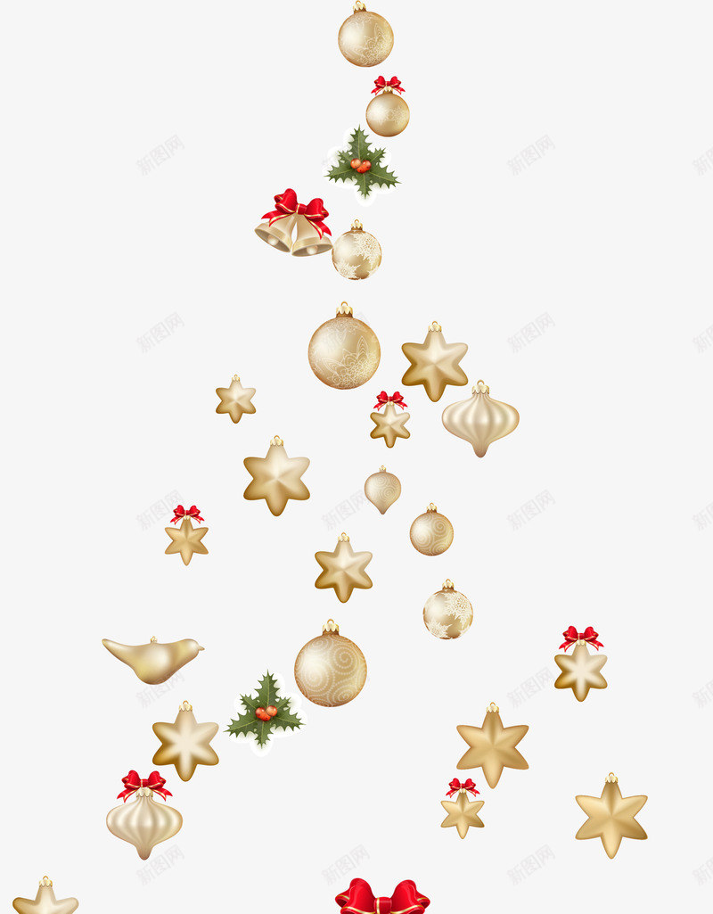 金色彩球圣诞树png免抠素材_88icon https://88icon.com 圣诞节挂饰 彩球 挂件 挂饰 星星装饰 清新挂件 金色圣诞树