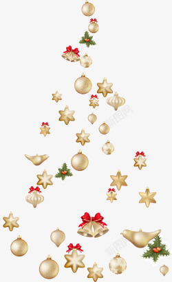 小清新挂饰金色彩球圣诞树高清图片
