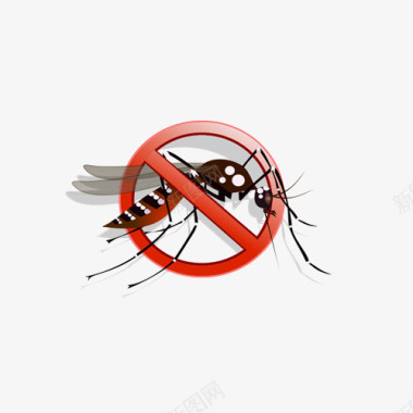 卡通立体禁止蚊子传染病毒图标免图标