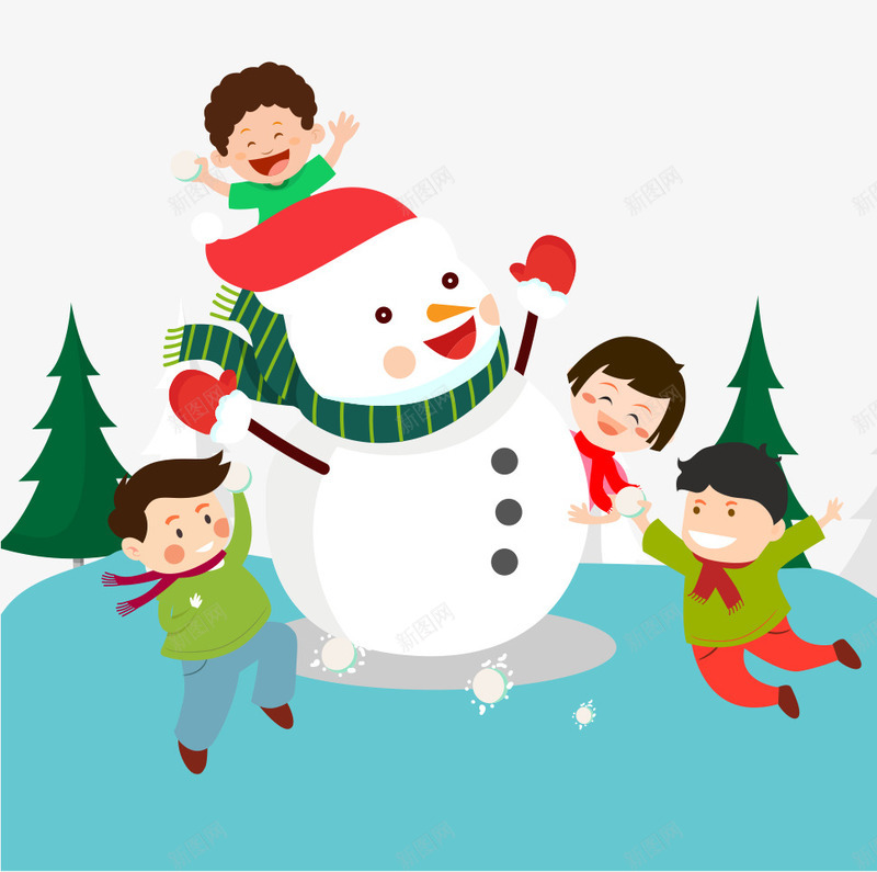 堆雪人png免抠素材_88icon https://88icon.com 创意设计 卡通小孩 圣诞节 堆雪人 新年