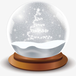 雪地水晶球发光圣诞树水晶球矢量图高清图片