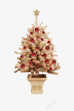 元旦氛围时尚圣诞树红色彩球双旦礼遇季高清图片
