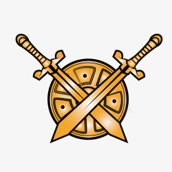 卡通古老的盾牌和剑游戏工具素材