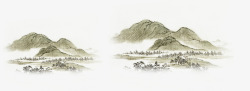 中国风手绘山水画素材