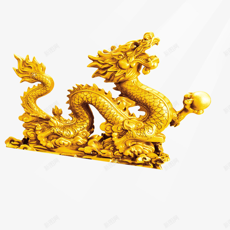 金龙戏珠锦龙在天png免抠素材_88icon https://88icon.com 吉祥 戏珠 金色 龙