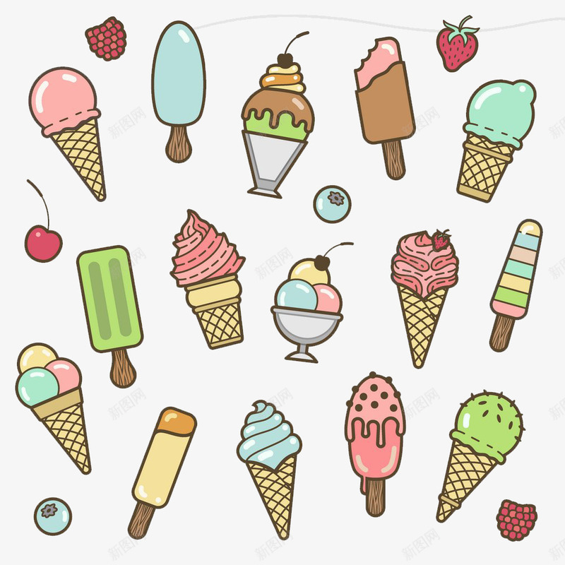 卡通水果雪糕冰淇淋背景png免抠素材_88icon https://88icon.com 冰淇淋 卡通 水果 雪糕